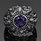 Nature Vintage Amethyst 925 Sterling Silver RingPurple stone Women's Wedding