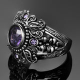 Nature Vintage Amethyst 925 Sterling Silver RingPurple stone Women's Wedding