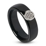 Womens White Ceramic Ring Black Exquisite Zircone Engagement Jewelry