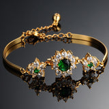 Vintage Green Gemstone Bracelet 18K Yellow Gold Women's Wedding Jewelry Birthday