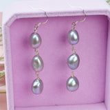 Natural Frishwater Pearl Earrings 925 Sterling Silver Women Jewelry