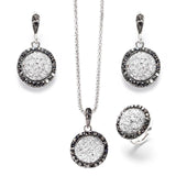 Vintage Gemstones Jewelry Set Antique Silver Women Jewelry Set Ring Earrings Pendant Necklace