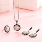 Vintage Gemstones Jewelry Set Antique Silver Women Jewelry Set Ring Earrings Pendant Necklace