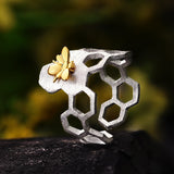 Gold Honeycomb Ring Fine Jewelry Bee for Women Wedding Jewelry