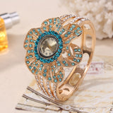 Princess Gemstone Wrist Watch 14K Yellow Gold Flower Jewelry Bracelet Watche Quartz Clock