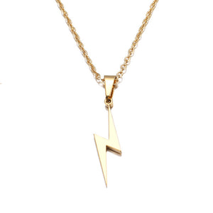 Unique Lightning Pendant Necklace Yellow Gold Link Chain Women's Jewelry