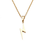 Unique Lightning Pendant Necklace Yellow Gold Link Chain Women's Jewelry