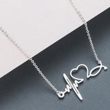 Heartbeat Yellow Gold Pendant Necklace Women Wedding Jewelry