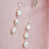 Natural Frishwater Pearl Earrings 925 Sterling Silver Women Jewelry