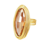 Big Champagne Zircon 10K Gold Ring Wire Helical For Women Jewelry