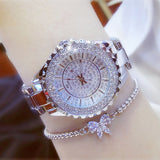 Luxury Sapphire Wrist Watche Clock 18K Yellow Gold Quartz Women Jewelry