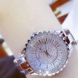 Luxury Sapphire Wrist Watche Clock 18K Yellow Gold Quartz Women Jewelry