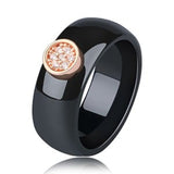 Womens White Ceramic Ring Black Exquisite Zircone Engagement Jewelry