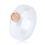 Womens White Ceramic Ring Black Exquisite Zircone Engagement Jewelry