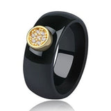 Womens White Ceramic Ring Black Exquisite Zircone Engagement Jewelry