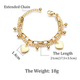 Gold Chain Link Heart Bangle Bracelet For Women Stainless Jewelry