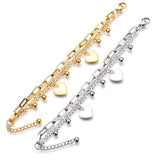 Gold Chain Link Heart Bangle Bracelet For Women Stainless Jewelry