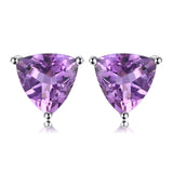 Natural Blue Amethyst  Stud Earrings 925 Sterling Silver Ruby Sapphire Emerald Topaz