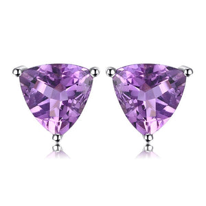 Natural Blue Amethyst  Stud Earrings 925 Sterling Silver Ruby Sapphire Emerald Topaz