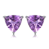 Natural Blue Amethyst  Stud Earrings 925 Sterling Silver Ruby Sapphire Emerald Topaz