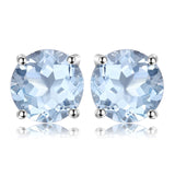 Natural Blue Amethyst  Stud Earrings 925 Sterling Silver Ruby Sapphire Emerald Topaz