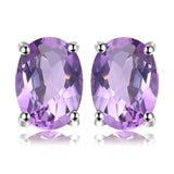 Natural Blue Amethyst  Stud Earrings 925 Sterling Silver Ruby Sapphire Emerald Topaz