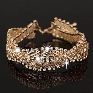 Shiny Rhinestone Bracelet link Chain Bangles Women Jewelry