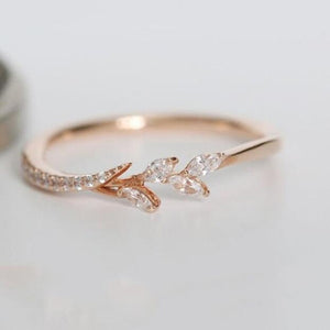 14K Rose Gold Gemstone Ring Plant Design Women's Eternity Engagement Jewelry